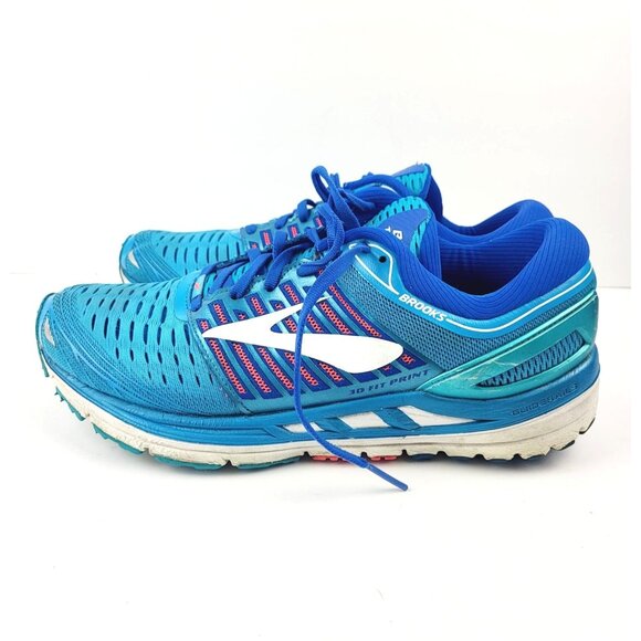 BROOKS TRANSCEND 5‎ WOMEN BLUE PINK WHITE - Size 10 - Picture 4 of 8